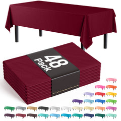 Burgundy Plastic Table Cover - 54 in. x 108 in. | Case of 48