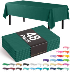 Dark Green Plastic Table Cover | Case of 48 - 54 In. x 108 In.