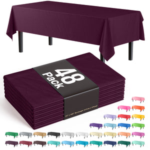 Plum Plastic Table Cover | Case of 48 - 54 In. x 108 In.