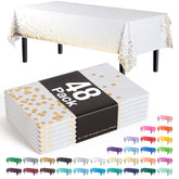 Celebrate Printed Plastic Table Cover White/Gold | Case of 48