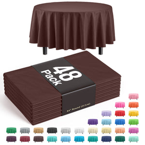 Round Brown Plastic Table Cover - 84 in. | Case of 48