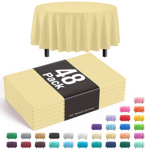 Round Light Yellow Plastic Table Cover - 84 in. | Case of 48