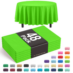 Round Lime Green Plastic Table Cover - 84 in. | Case of 48