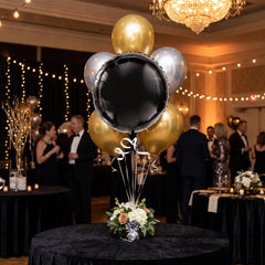 Elegant Black Metallic Round Balloon - 18-Inch