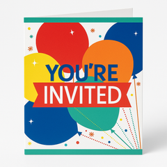 Colorful Balloon Fest Birthday Invitations