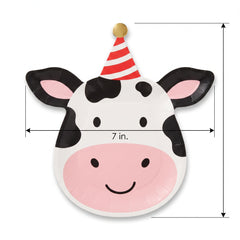 Cow-Shaped Barnyard Birthday Dessert Plates, 7-Inch, 8-Pack