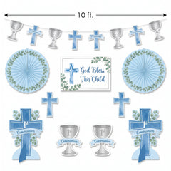 Blue Sacraments Communion Room Decor Kit - 10 Piece Set for Religious Celebrations