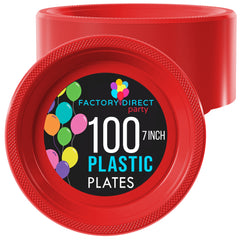 Little Gym - 7 In. Red Plastic Plates | 100 Count