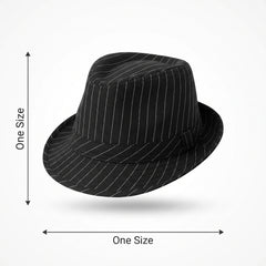 Classic Black & White Pinstripe Fedora Hat
