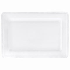Elegant White Beaded Melamine Serving Tray - 16 Inch