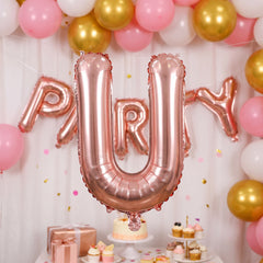 Rose Gold Script Letter U Foil Balloon - 8" Air-Filled