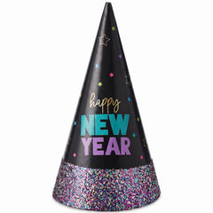 Glitter Dipped "Happy New Year" Starlight Cone Hat