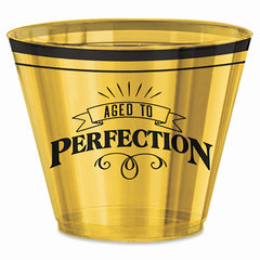 "Aged To Perfection" Gold Birthday Plastic Cups - 9 oz, 30 Pack
