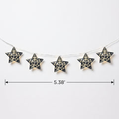 Silver Star LED String Lights - 10 Twinkling Lights, 13-inch