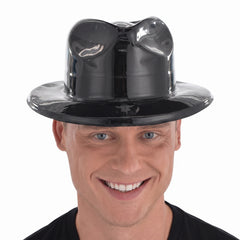 Black Shiny Fedora Hat