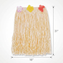Adult Luau Party Hula Skirt with Floral Waist