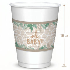 Soft Jungle "Oh Baby" 16oz Plastic Cups - 25 Pack
