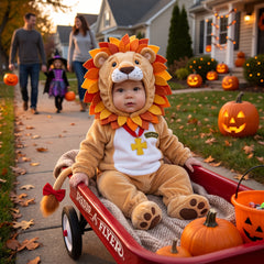 Infant Cowardly Lion Costume from The Wizard of Oz - Plush Halloween Jumpsuit with Hood - Infant (6-12 Months)