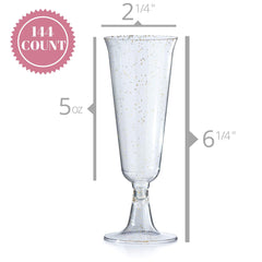 5 Oz. Rose Gold Sparkle Plastic Flute Glasses | 144 Qty