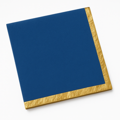 Royal Blue Beverage Napkins with Gold Hot Stamp