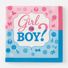 "Girl or Boy?" Gender Reveal Beverage Napkins - 16-Pack