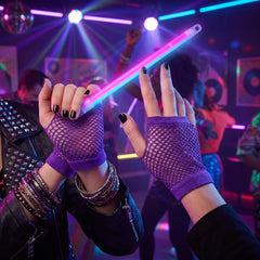 Purple Fishnet Short Gloves