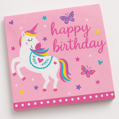 Enchanting Unicorn Birthday Beverage Napkins