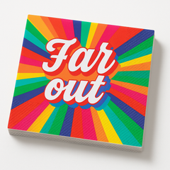 "Far Out" 70s Good Vibes Beverage Napkins, 16-Pack