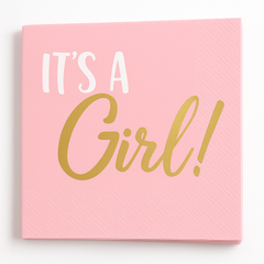 It's a Girl! Pink and Gold Beverage Napkins - 16 Pack