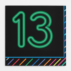 Neon 13th Birthday Beverage Napkins