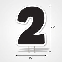 Bold Black Number 2 Yard Sign with Stakes - 24-Inch