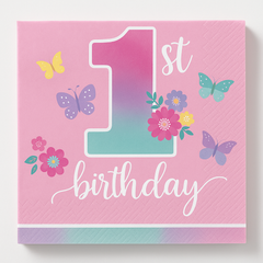 Butterfly Garden 1st Birthday Lunch Napkins