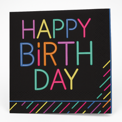 Neon Happy Birthday Luncheon Napkins