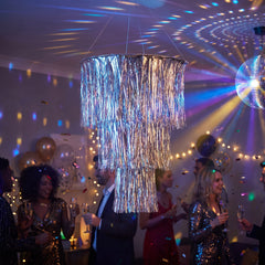 Silver Tinsel Disco Hanging Decoration
