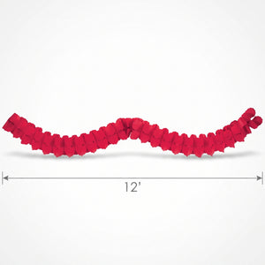 Vibrant Red Tissue Paper Garland - 12 ft