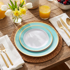 Robin's Egg Blue Premium Plastic Plates with Gold Rim