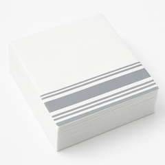 Elegant Silver Stripe Airlaid Dinner Napkins - 8 In. x 8 In. - 40 Pack