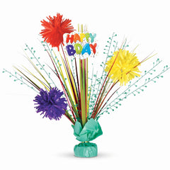 Vibrant Birthday Celebration Tinsel Burst Centerpiece