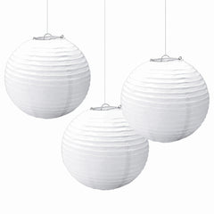 White 9.5" Round Paper Lanterns - 3 Pack
