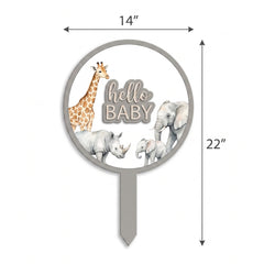 Soft Jungle "Hello Baby" MDF Lawn Sign for Baby Showers
