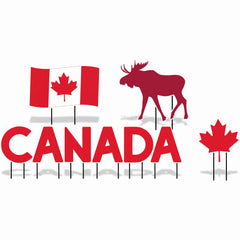 Canada Day Yard Sign Set - 9-Piece Patriotic Lawn Decorations