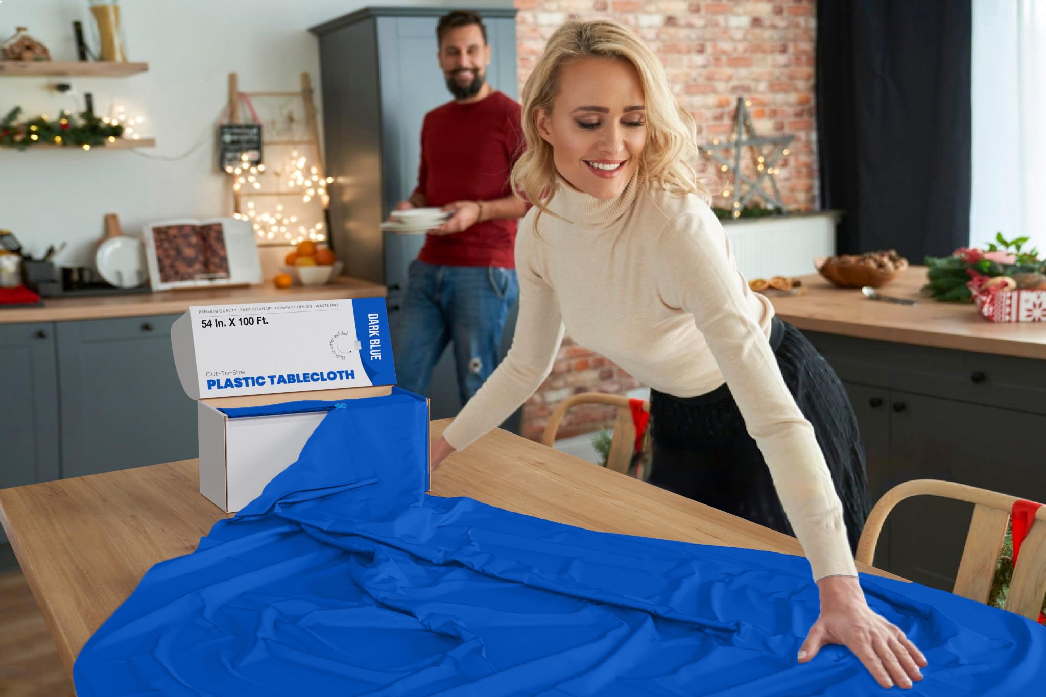 54 In. x 100 Ft. Cut To Size Table Roll | Dark Blue