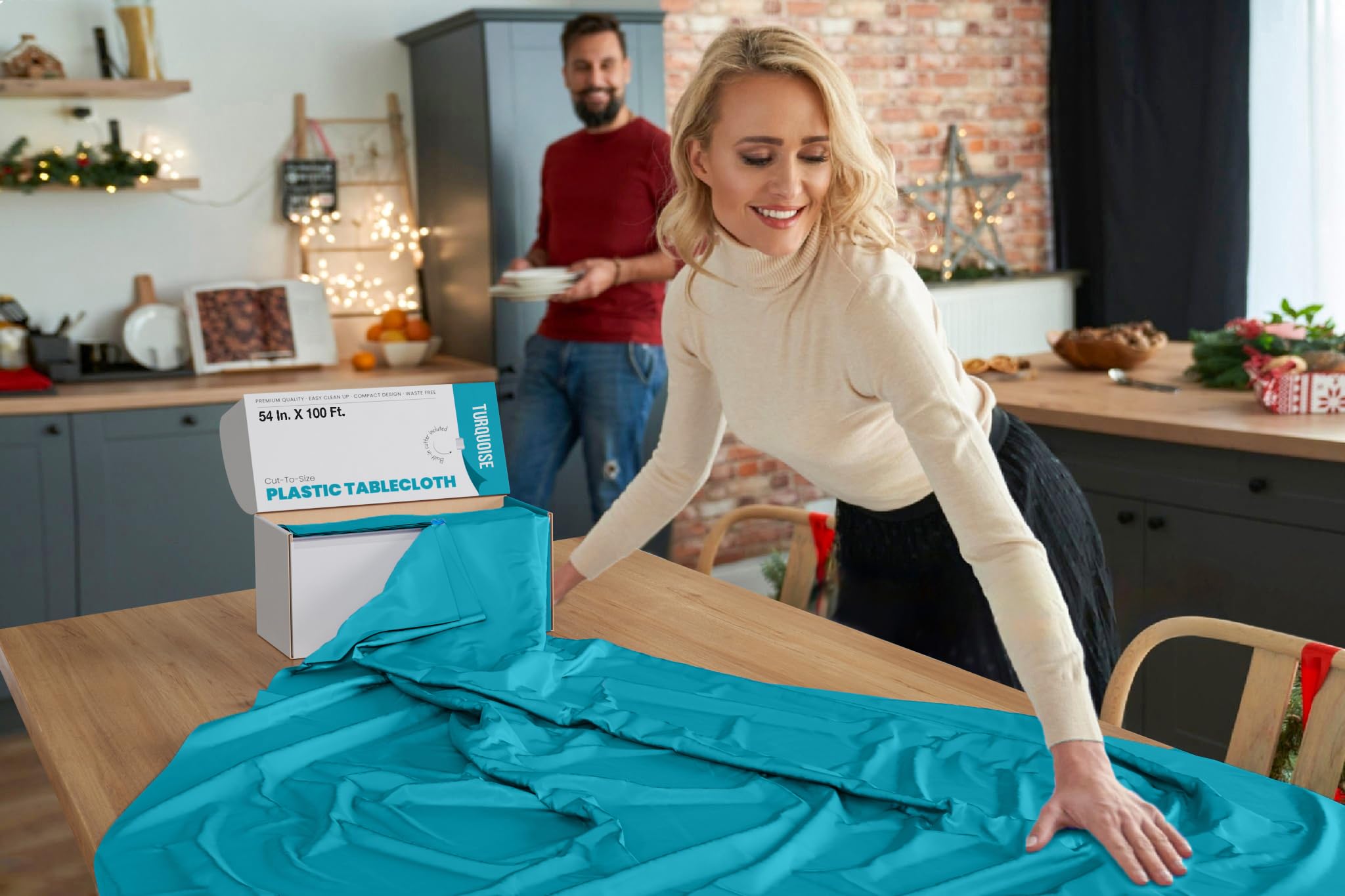 54 In. x 100 Ft. Cut To Size Table Roll | Turquoise