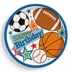 Sports Party Birthday Paper Plates - 7-Inch Round