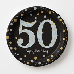 Sparkling Celebration Prismatic 50th Birthday Dessert Plates, 7-Inch, 8-Pack