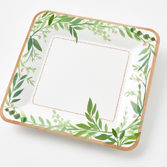 Love & Leaves Metallic Floral Dessert Plates - 7" Square, 8 Pack