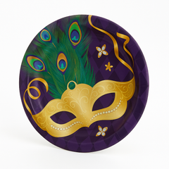 Mardi Gras Masquerade 7" Round Paper Plates