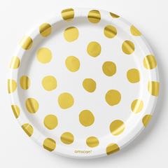 Metallic Gold Motif Paper Plates - 6.75" Round