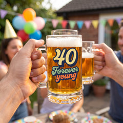 40th Birthday "Forever Young" Glass Tankard