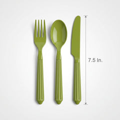 Kiwi Green Assorted Plastic Cutlery Set - 7.5 in. - 24 Pack